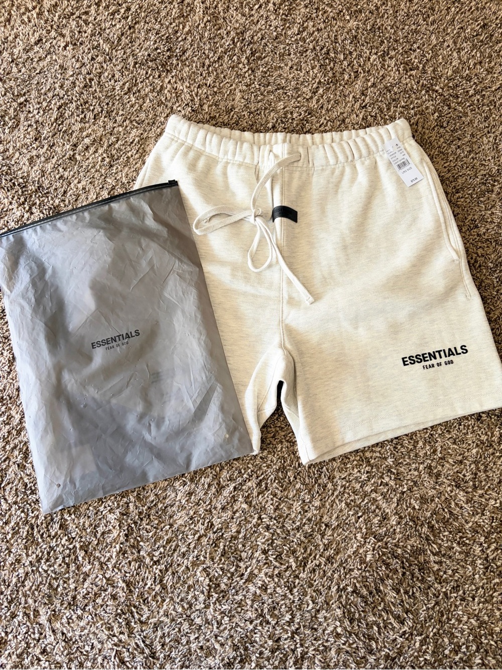 Essentials Men's Light Oatmeal Drawstring Shorts